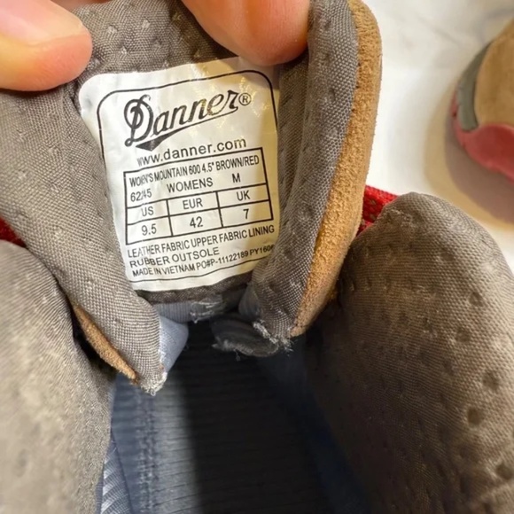 DANNER WOMEN'S MOUNTAIN 600 BROWN/RED Waterproof Vibram Size 9.5 - Picture 11 of 12